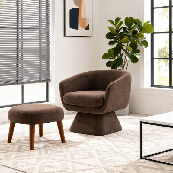 S-HOME Chair with Footrest and Modern Styling Perfect for Small Spaces, Corner Nooks, and Reading Comfort,Brown