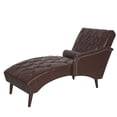 thumbnail image 1 of S-HOME Chaise Lounge Arm Chair in Classic PU Leather with Tufted Back and Pillow, for Living Room or Bedroom , Dark Brown, 1 of 12