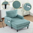 thumbnail image 1 of S-HOME Chenille Fabric Chaise Lounge Recliner Sofa in  with Comfortable Backrest Ideal for Bedroom or Office Use，Mint Green, 1 of 16