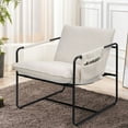 thumbnail image 1 of S-HOME Chenille Upholstered Accent Chair with Metal Frame and Cushions Reading Armchair for Living Spaces and Bedrooms, White, 1 of 8