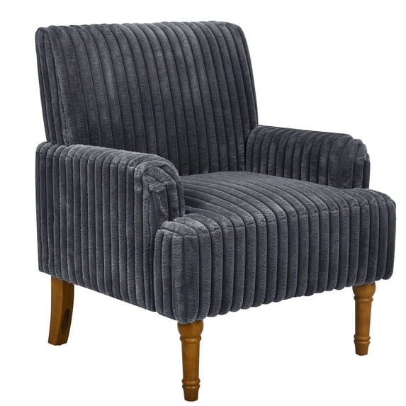 S-HOME Classic Mid-Century Modern Chair Plush Upholstered Armchair with 9-Inch Solid Wood Legs for Living Room Seating, Dark Gray