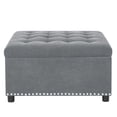 thumbnail image 1 of S-HOME Classic Tufted Design Storage Ottoman With Nailhead Trim 30 Inch Square Upholstered Footstool For Living Room Or Bedroom Decor, Light Gray, 1 of 11