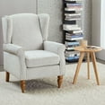 thumbnail image 1 of S-HOME Classic Wing-Back Armchair And Solid Wood Coffee Table Set  And Natural Finish For Living Space, Beige, 1 of 22