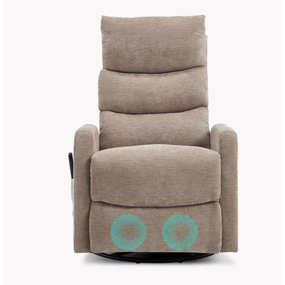 S-HOME Comfortable Heat Massage Manual Recliner Chair In Durable Fabric Featuring Rocker And Swivel For Ultimate Relaxation，khaki