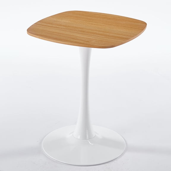 S-HOME Contemporary 23.62 Inch Accent Table with MDF and Metal Materials, for Living Room and Home Office, White+Oak