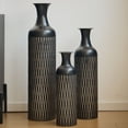 thumbnail image 1 of S-HOME Contemporary Decorative Metal Vases Set of 3 Matte Finish  with Textured Pattern for Home & Event Decor 19.69 to 32.68 Inch, Black, 1 of 12