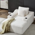 thumbnail image 1 of S-HOME Convertible Chaise Lounge Sofa  Corduroy And Two Pillows 67 Inch Size Sofa Bed, No Assembly Required, White, 1 of 12
