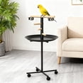 thumbnail image 1 of S-HOME Easy To Move Bird Stand With Wheels, Adjustable Height, Bird Feeder Station With Feed Bowls And Round Tray，Grey, 1 of 8