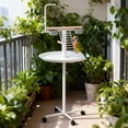 thumbnail image 1 of S-HOME Easy To Move Bird Stand With Wheels, Adjustable Height, Bird Feeder Station With Feed Bowls And Round Tray, 1 of 7