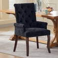 thumbnail image 1 of S-HOME Elegant Tufted Accent Dining Chair in Soft Chenille Fabric with Curved Solid Wood Legs, for Dining Room or Kitchen, Black, 1 of 18