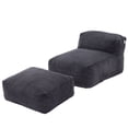 thumbnail image 1 of S-HOME Ergonomic Bean Bag Sofa with Ottoman - Memory Foam Filled Lounger, for Gaming, Reading, or Movie Watching, Dark Gray, 1 of 17
