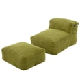 thumbnail image 1 of S-HOME Ergonomic Bean Bag Sofa with Ottoman - Memory Foam Filled Lounger, for Gaming, Reading, or Movie Watching, Olive, 1 of 17
