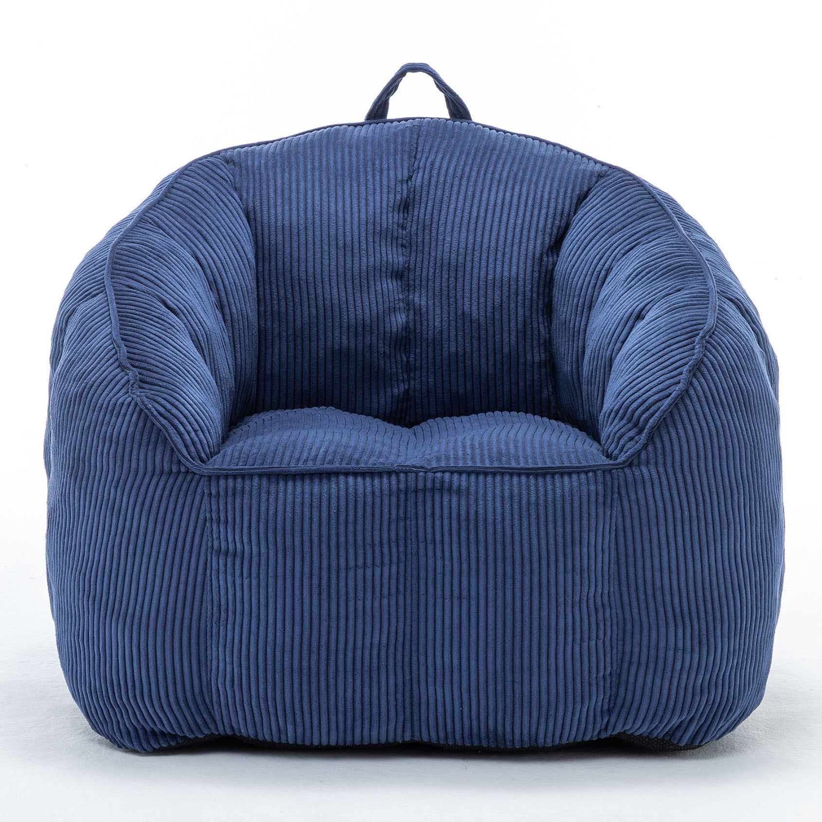 S-HOME Ergonomic Corduroy Bean Bag Chair for Adults and Teens in Classic Colour with Supportive Armrests for All Spaces, Dark Blue