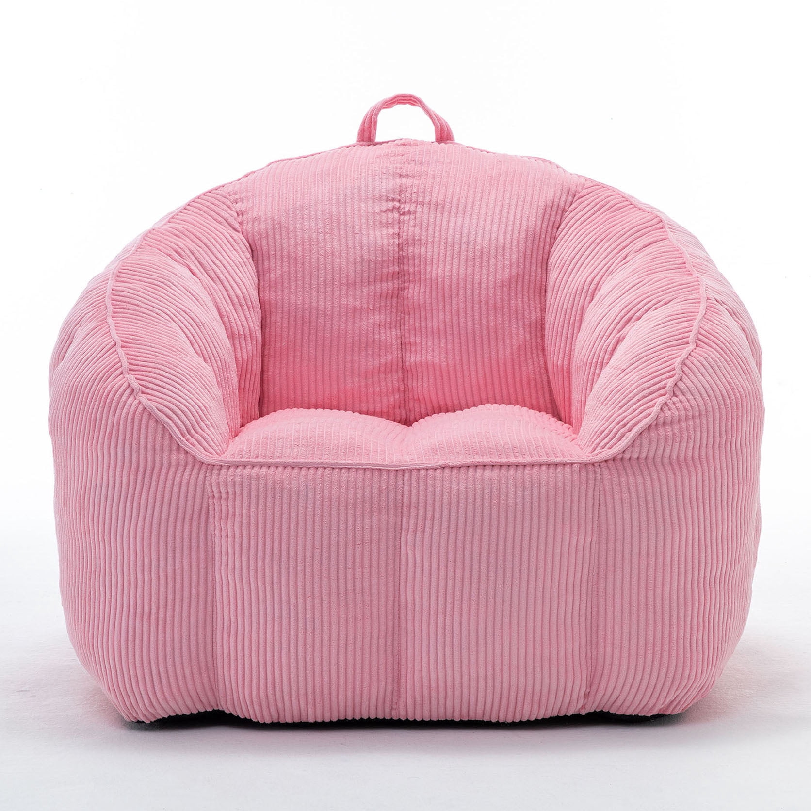 S-HOME Ergonomic Corduroy Bean Bag Chair for Adults and Teens in Classic Colour with Supportive Armrests for All Spaces, Pink