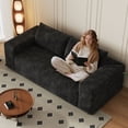 thumbnail image 1 of S-HOME Ergonomic Loveseat Sofa in Striped Pattern with Foam Cushion,  Deep Seat Design for Living Room, Bedroom and Apartments, Black, 1 of 9