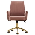 thumbnail image 1 of S-HOME Ergonomic Mid-Back Liftable Office Chair in Striped Fabric with Golden Base and Memory Foam Cushion , Light Pink, 1 of 7