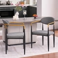 thumbnail image 1 of S-HOME Ergonomic Upholstered Dining Chair Set of 2 with Gold-Accented Armrests for Home or Office Use Metal Frame, Black+Grey, 1 of 10