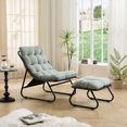 thumbnail image 1 of S-HOME European Style Patio Chair With Puffy Cushion And Foot Stool In Black Steel Frame For Living Room Spaces, Light Green, 1 of 12