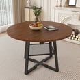 thumbnail image 1 of S-HOME Expandable Walnut Round Dining Table for 4-8 with Storage, 47 Inch Multi-Functional Kitchen Table Featuring Metal Frame and Thick Top, 1 of 15