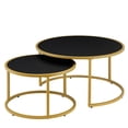 thumbnail image 1 of S-HOME Faux Leather Nesting Round Coffee Table Set of 2 with Metal Base for Contemporary Living Room Decor, Black, 1 of 5