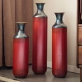 thumbnail image 1 of S-HOME Fire-Burned Metal Vases Set of 3 Gradated Heights for Industrial Home Decor, Red, 1 of 15