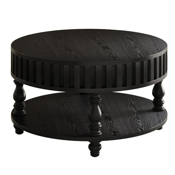 S-HOME Flip-Top Coffee Table with Spacious Hidden Storage, Solid Wood Legs, Farmhouse Style Center Table, Black