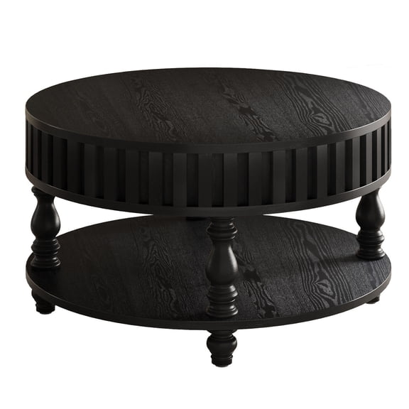 S-HOME Flip-Top Coffee Table with Spacious Hidden Storage, Solid Wood Legs, Farmhouse Style Center Table, Black