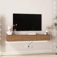 thumbnail image 1 of S-HOME Floating TV Stand Wall Mounted with 16 Color LEDs in Black 69 Inch Entertainment Center for 55 to 65 Inch TV，Wood, 1 of 6