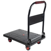 S-HOME Foldable Handcart With 4 Inch TPR 360 Degree Silent Wheels, Heavy Duty 330lbs Push Dolly Cart For Warehouse Use