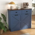 thumbnail image 1 of S-HOME Free Standing Farmhouse Black Tilt Out Trash Cabinet for Kitchen Conveniently Holds 20 Gallon Cans with Barn Door ，Antique Navy Blue, 1 of 16