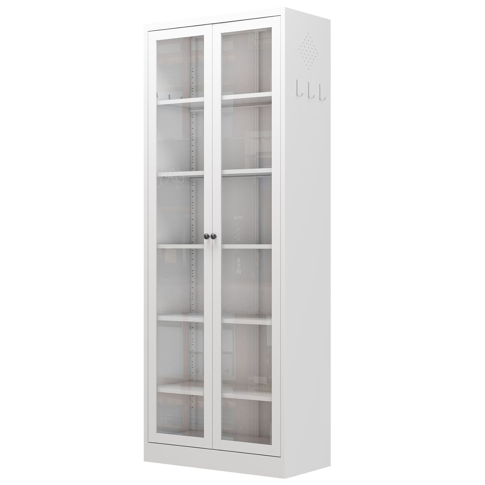 S-HOME Freestanding Metal Pantry Cabinet – White 72 Inch Tall Design with 5 Adjustable Shelves for Kitchen and Bathroom Storage