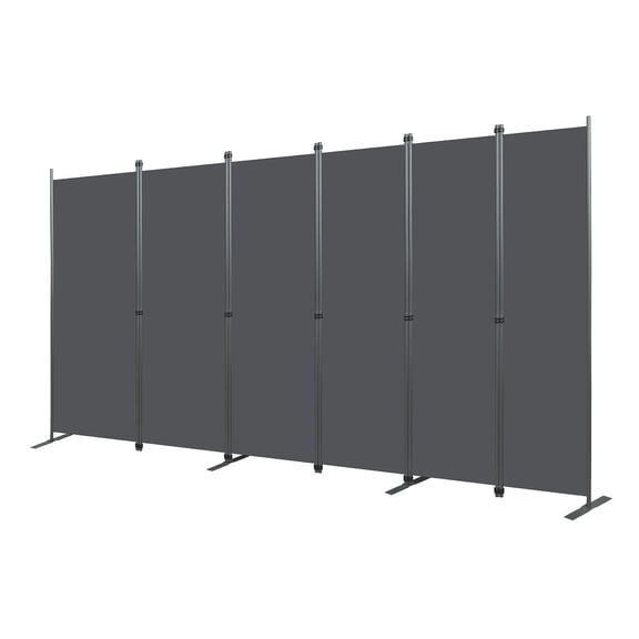 S-HOME Freestanding Room Divider 6-Panel - 120" W x 71" H Black Gray Folding Privacy Screen for Bedroom Spaces