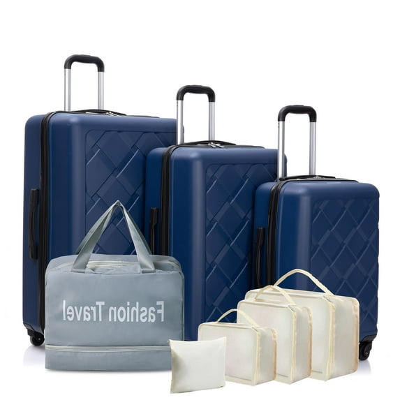 S-HOME Hardshell Suitcase With Spinner Wheels in Classic Lightweight 8-Piece Luggage Set For Travel,Dark Blue