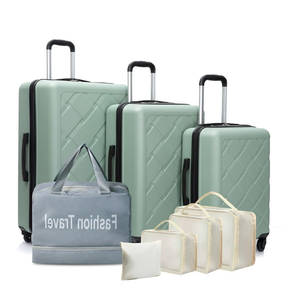 S-HOME Hardshell Suitcase With Spinner Wheels in Classic Lightweight 8-Piece Luggage Set For Travel,Green