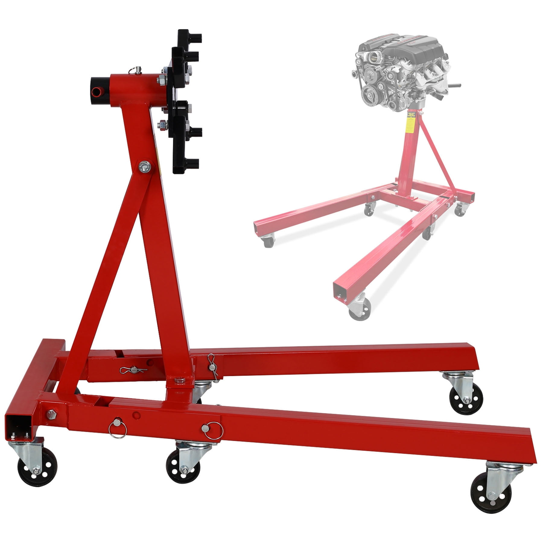 Leg Engine Stand S-HOME Heavy Duty 2000 LBS Capacity Red Engine Stand with 360 Degree ...