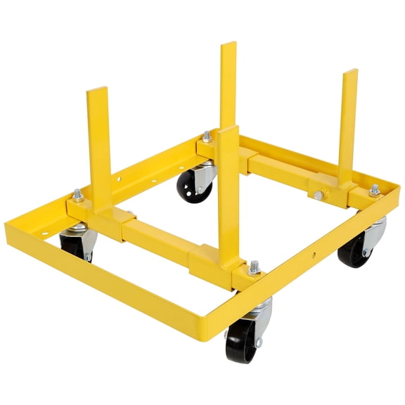 750 lb Capacity Rolling Engine Stand with Adjustable Width and Length, Includes 2 Buckle Straps, Yellow