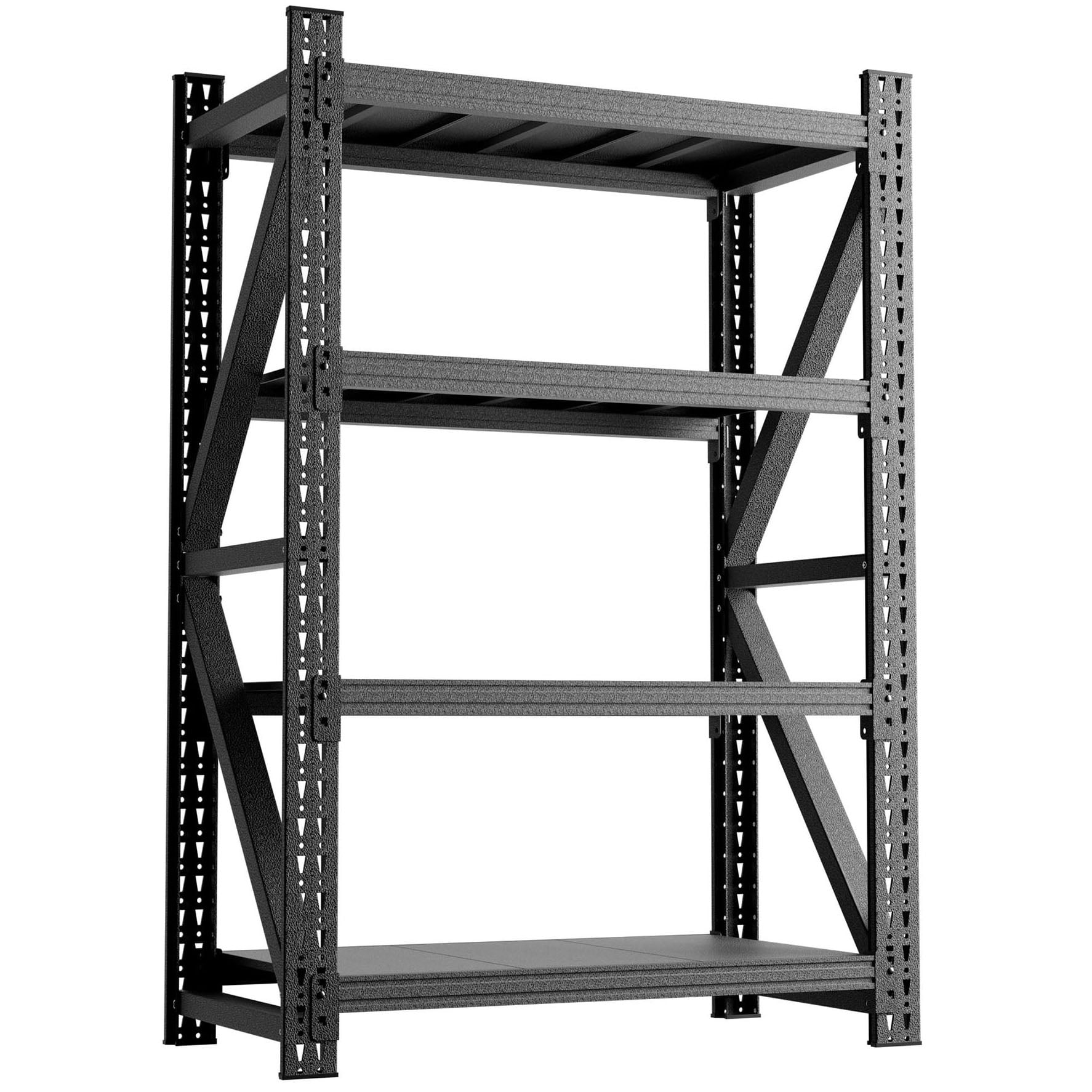 S-HOME Heavy Duty Adjustable Garage Shelves Black Steel Storage Rack 69H x 47W Industrial Shelving Unit 4000LBS Capacity for Organization