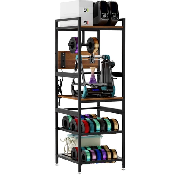 S-HOME Heavy-Duty Metal Frame 3D Printer Stand with Filament Storage, Open Frame Workstation and Built-in Power Panel