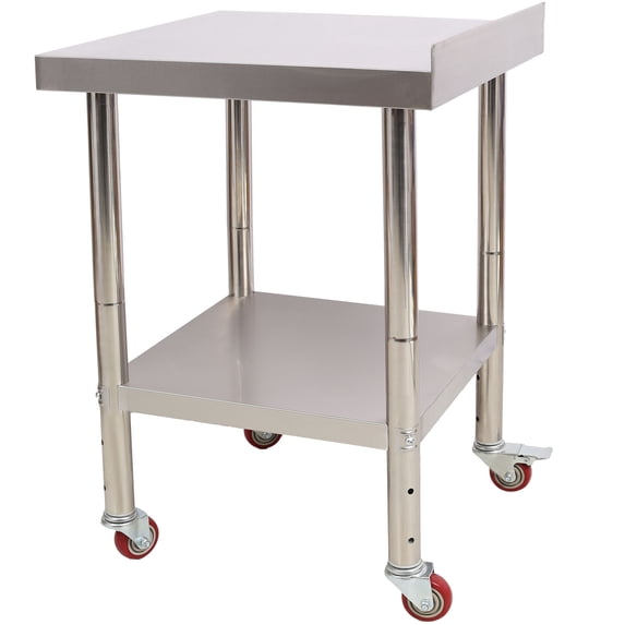 S-HOME Heavy Duty Stainless Steel Prep Table 24 x 24 x 35-1/2 Inch with Backsplash Adjustable Undershelf & 4 Casters for Kitchens