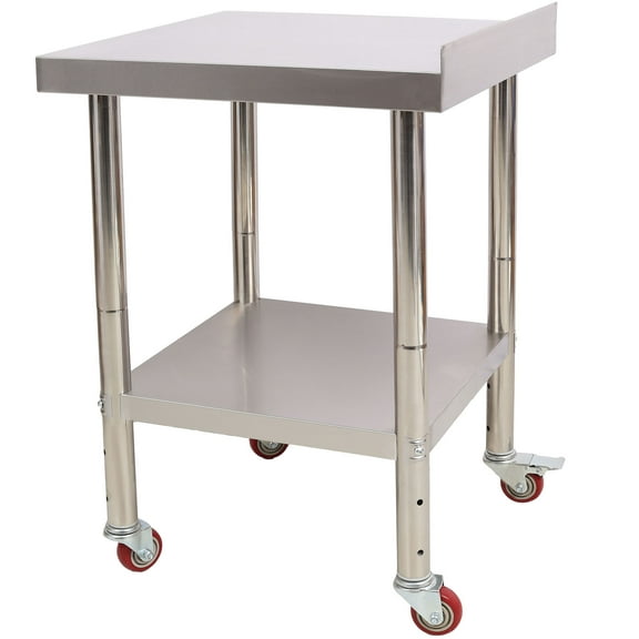 S-HOME Heavy Duty Stainless Steel Prep Table 24 x 24 x 35-1/2 Inch with Backsplash Adjustable Undershelf & 4 Casters for Kitchens