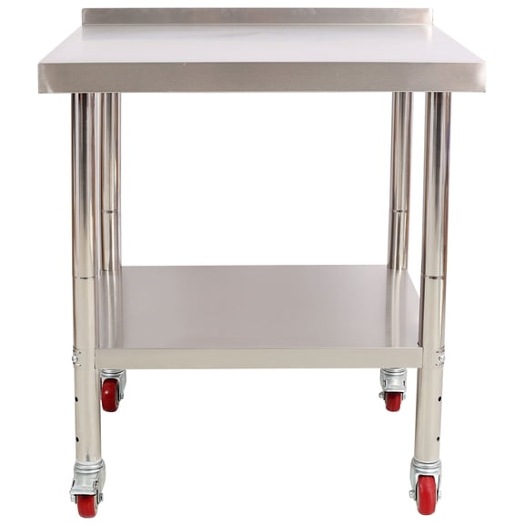 S-HOME Heavy Duty Stainless Steel Prep Table 30 x 24 x 35-1/2 Inch with Backsplash Adjustable Undershelf & 4 Casters for Kitchens