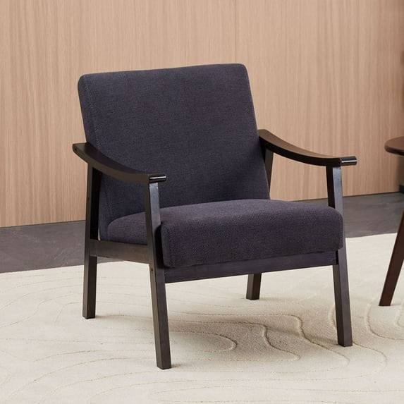 S-HOME High Back Upholstered Armchair 24.21x27.95x28.94 Inches Solid Wood Frame for Living Room or Bedroom, Antique Black