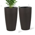 thumbnail image 1 of S-HOME Imitation Rattan Design 22.5 Inch Brown Plastic Large Planter With Automatic Watering System 2 Pack, 1 of 7