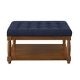 thumbnail image 1 of S-HOME Large Square Upholstered Tufted Linen Ottoman, Spacious Coffee Table with Solid Wood Shelf，Navy Blue, 1 of 6