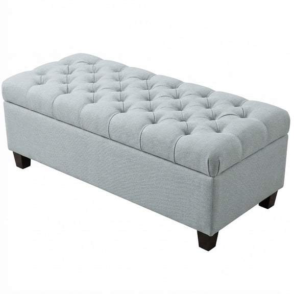 S-HOME Large Storage Ottoman Bench 50.25 Inch Versatile Seating for Living Room and Entryway, Baby Blue-Polyester