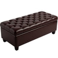 thumbnail image 1 of S-HOME Large Storage Ottoman Bench 50.25 Inch Versatile Seating for Living Room and Entryway, Brown-PU Leather, 1 of 7