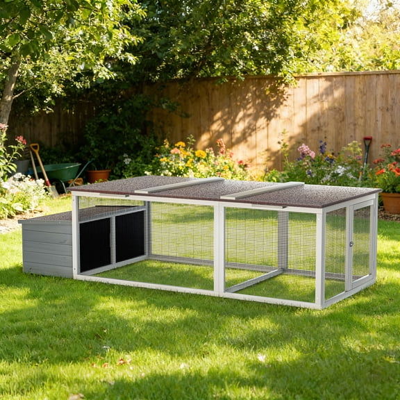 S-HOME Large Wooden Chicken Coop with Run and Nesting Box, 20.93 Sq Ft Outdoor Poultry Cage for Backyard Chickens