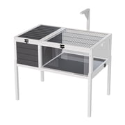 S-HOME Large Wooden Reptile Habitat With Lamp HolderGray Finish and 2 Waterproof Tray,Large Viewing Window for Tortoise and Small Pets