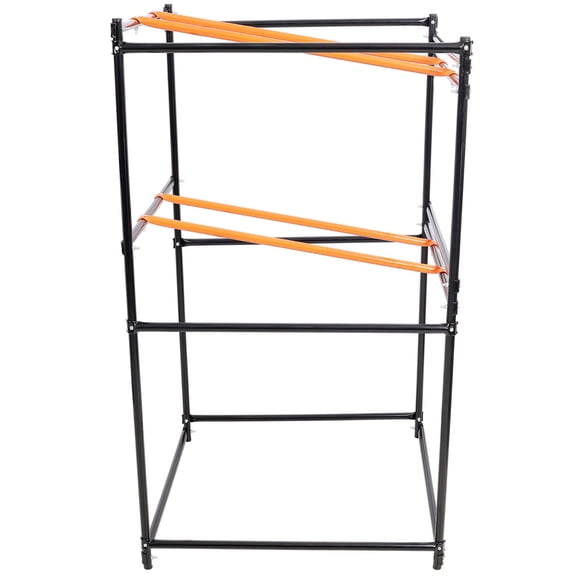S-HOME Lawn Mower Storage Rack, 3-Tier, Holds 330LBs, Heavy-Duty Steel, Space-Saving Design, Black & Orange