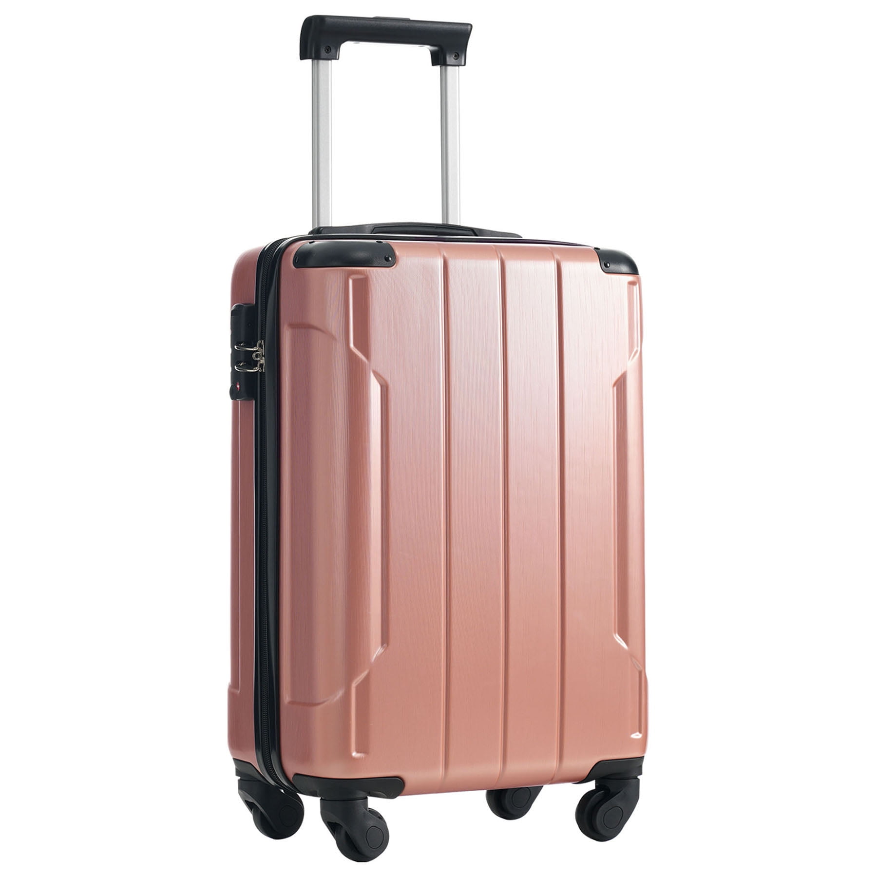S-HOME Lightweight Durable Hardshell ABS Suitcase in Elegant Design 20 Inch Travel Carry On Luggage with Spinner Wheels,Rose Pink